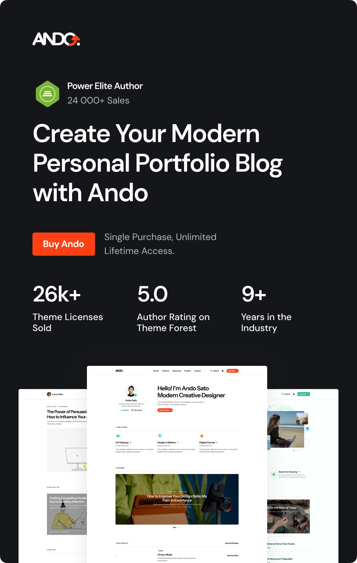 Ando - Performance Optimized WordPress Blog and CV Theme for Creative Professionals - 11