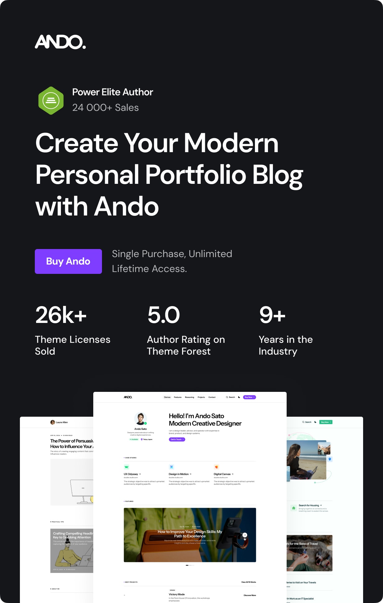 Ando - Performance Optimized WordPress Blog and CV Theme for Creative Professionals - 11
