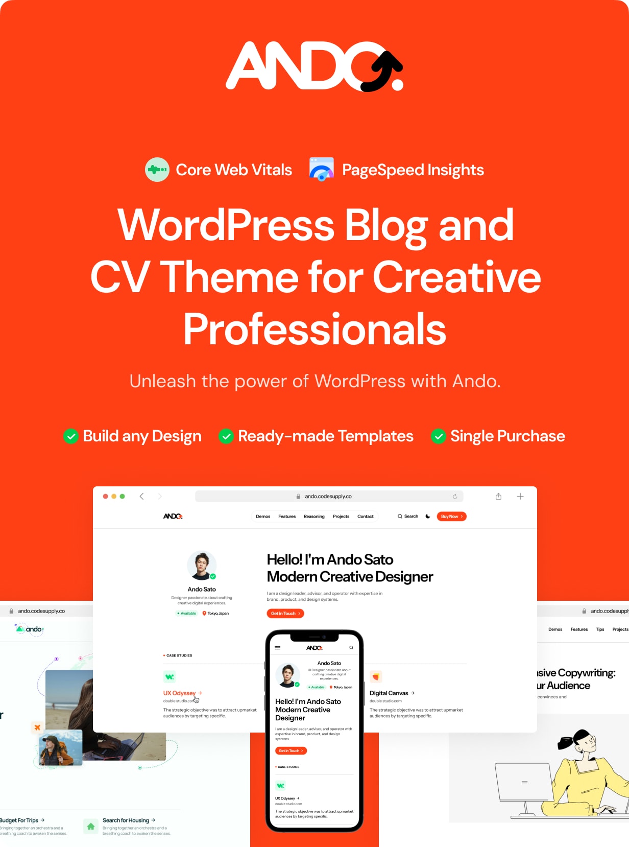 Ando - Performance Optimized WordPress Blog and CV Theme for Creative Professionals - 1