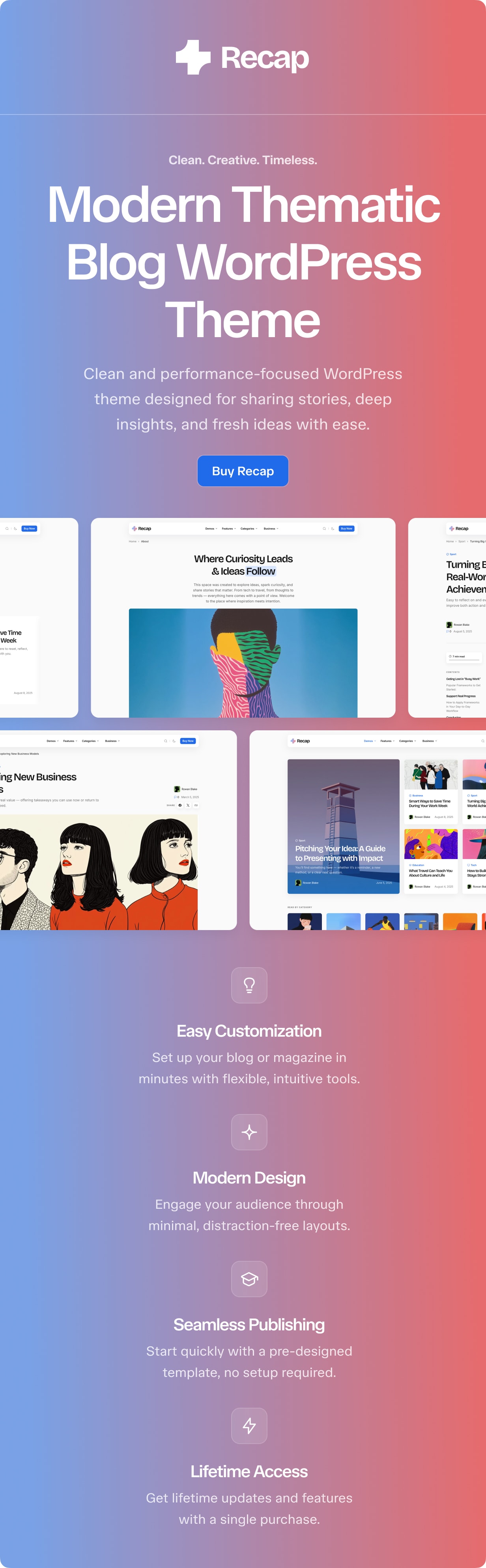 Recap - Modern Thematic Blog WordPress Theme