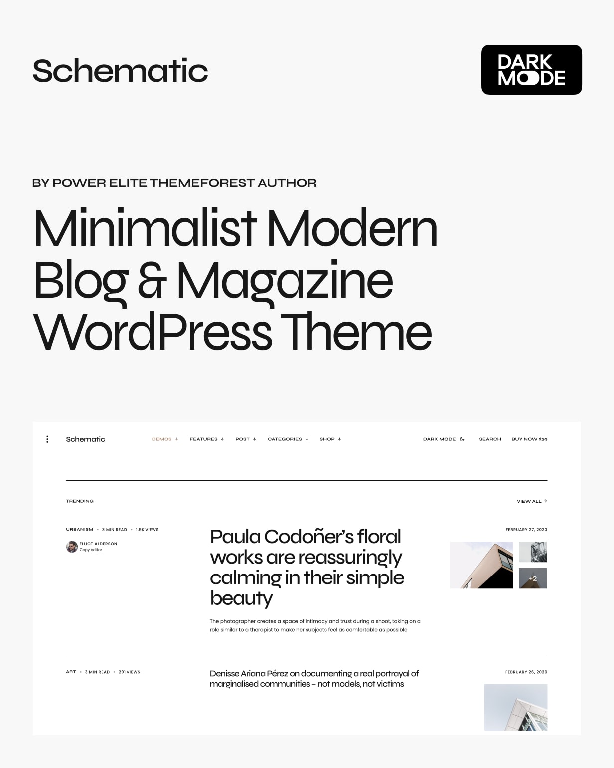 Schematic - Minimalist  Blog & Magazine  WordPress Theme - 1
