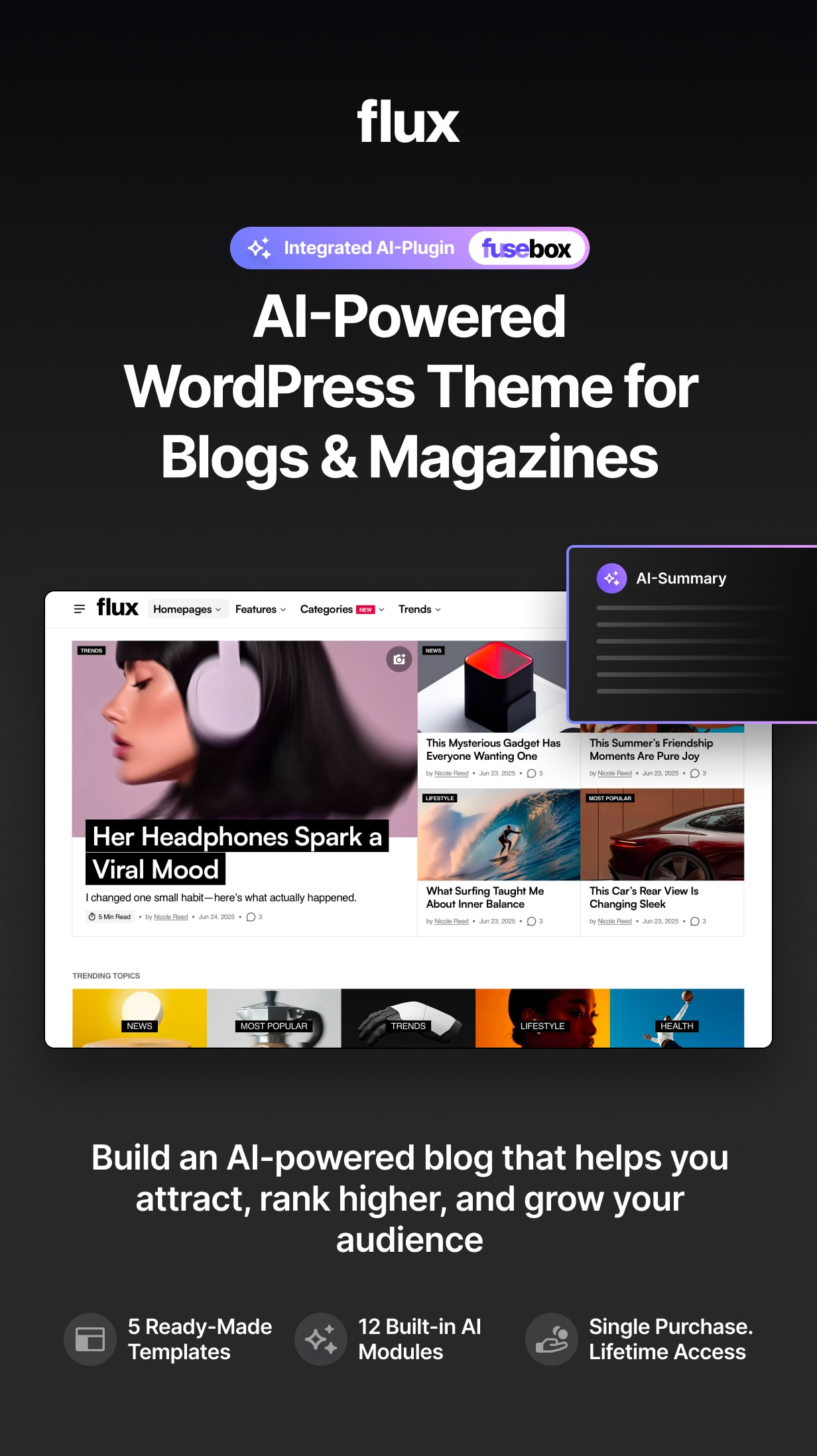 Flux - AI-Powered Blog & Magazine WordPress Theme - 1